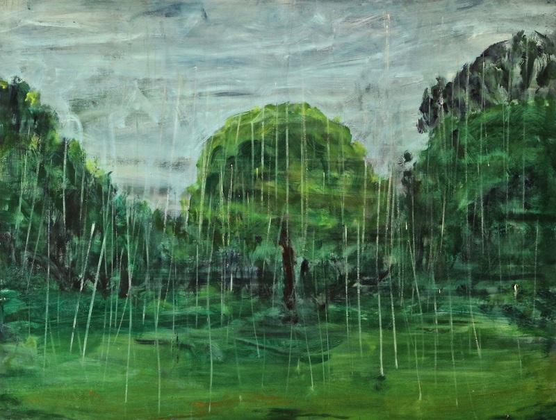 Ferdinand Melichar, Der Waldgänger nach Stifter, Öl auf Leinwand, 130x170 cm, 2021
