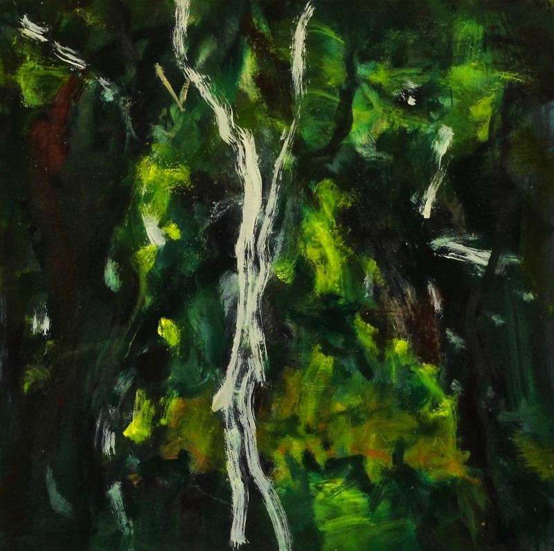Ferdinand Melichar, Der Waldgänger nach Stifter, Öl auf Leinwand, 57x57 cm, 2021