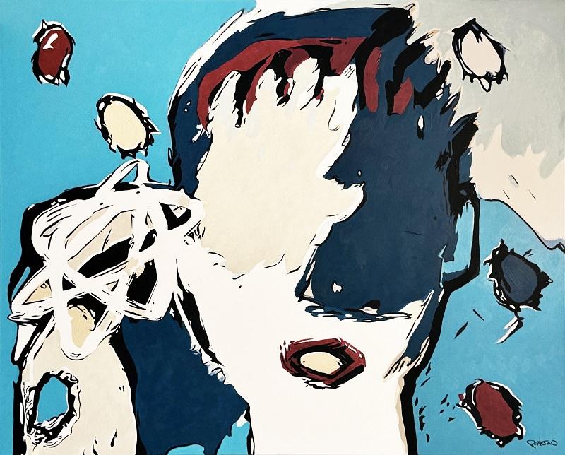 Bettina Patermo, Kopf voller neuer Ideen, 2025, Acryl auf Leinwand, 120 x 150 cm