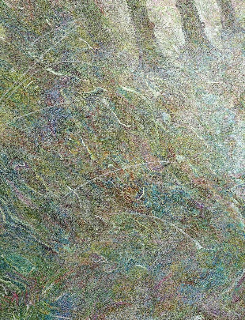 Linda Berger, Deer Park, 2024, Tusche auf Leinwand, 190 cm x 145 cm, gerahmt © Linda Berger