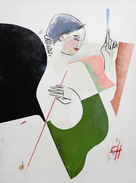 Käthe Schönle, balance, 2023, Öl, Acryl, Kohle auf Leinwand, 200 x 150 cm