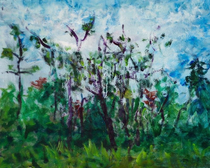Ferdinand Melichar, Der Waldgänger nach Stifter, Öl auf Leinwand, 70x85 cm, 2021
