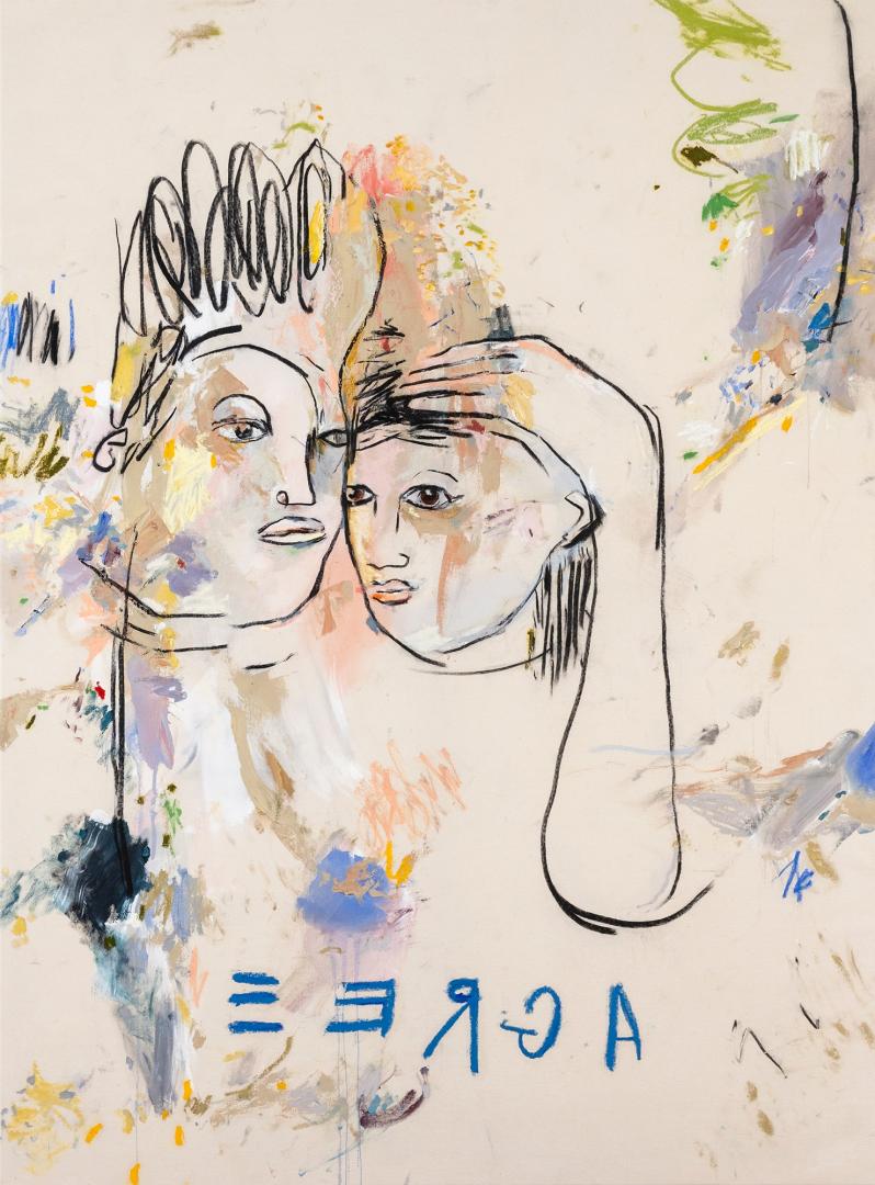Käthe Schönle, agree, 2022, Bleistift, Ölpastell auf Papier, 40 x 30 cm