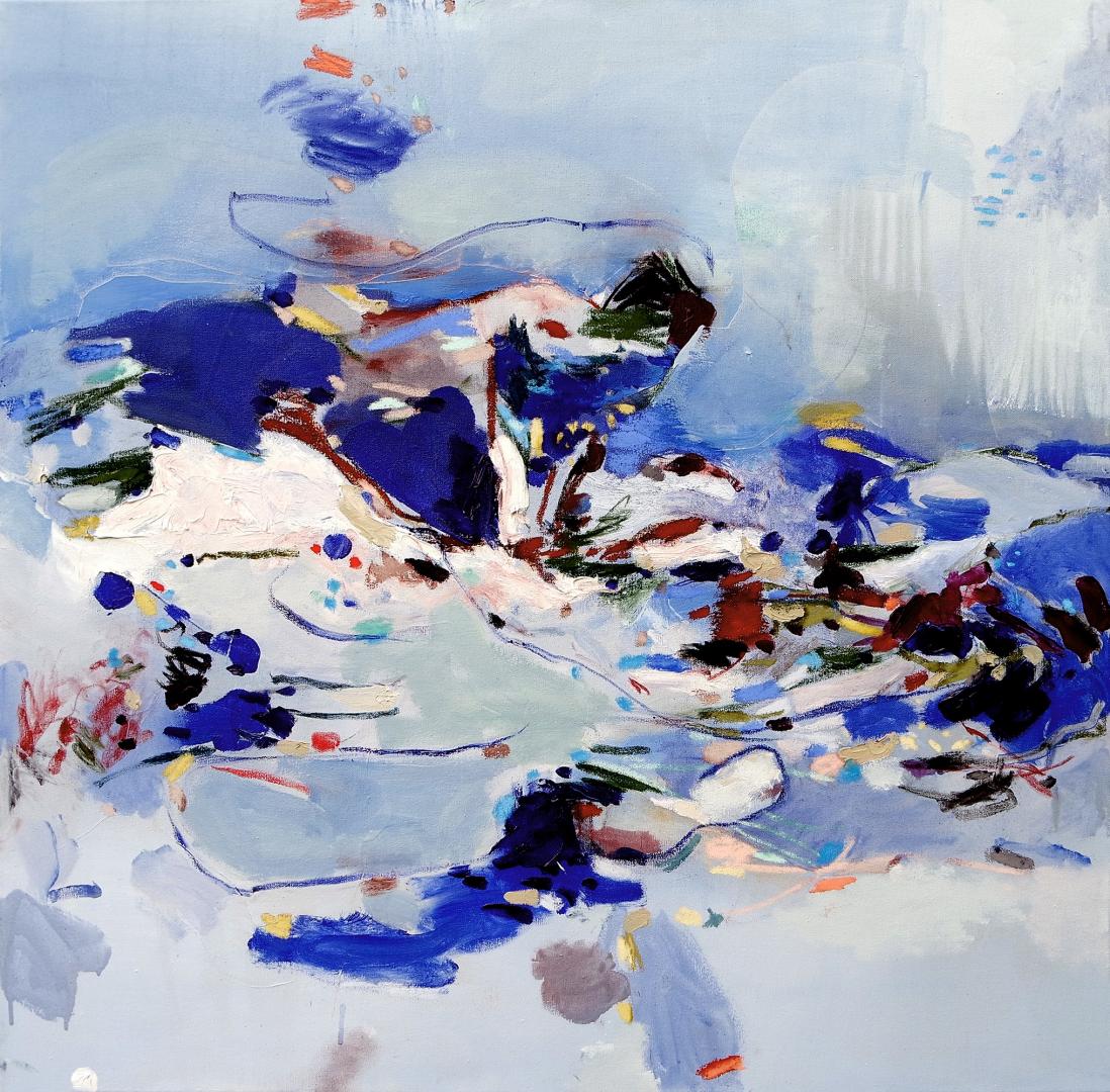 Käthe Schönle_Awe 48_2025_Öl, Acryl, Pastell auf Leinwand_90 x 90 cm