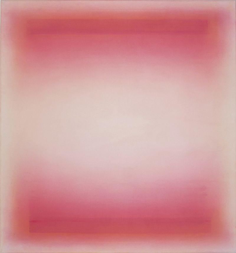 O.T.(LICHT,rot), 2015-2020, Pigmente in Weihrauchmilch, 90 x 95 cm