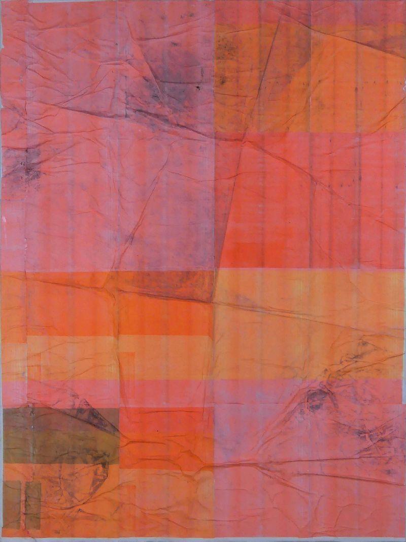 Ohne Titel (Faltbild), 2023, 160 x 120 cm, Riso Color auf Papier auf Leinwand
