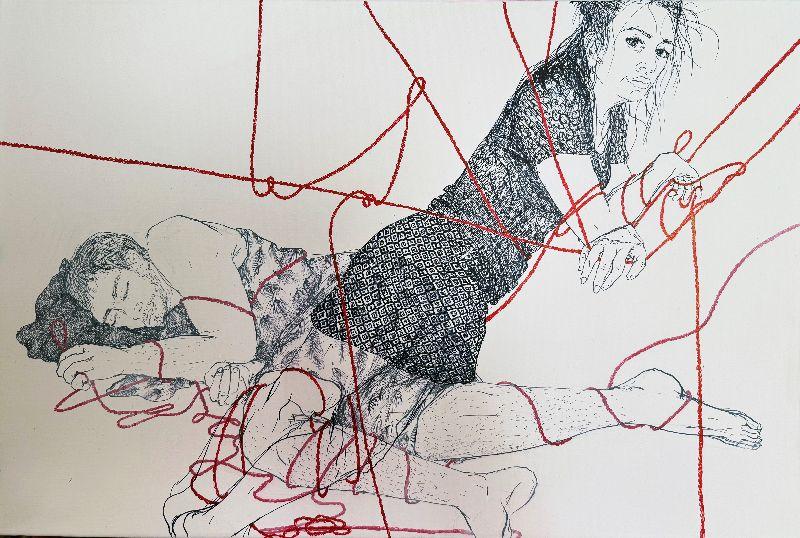 Olga Georgieva, Should we hang out, #3 2022, Tusche auf LW, 40 x 60 cm