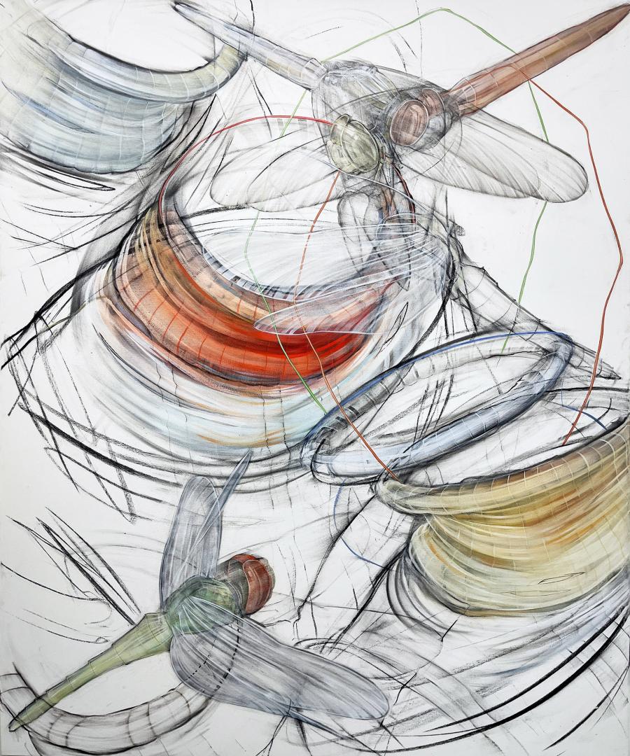 Stylianos Schicho_Choreography of Thought__2025_Charcoal_Acrylic on Canvas_180 x150 cm
