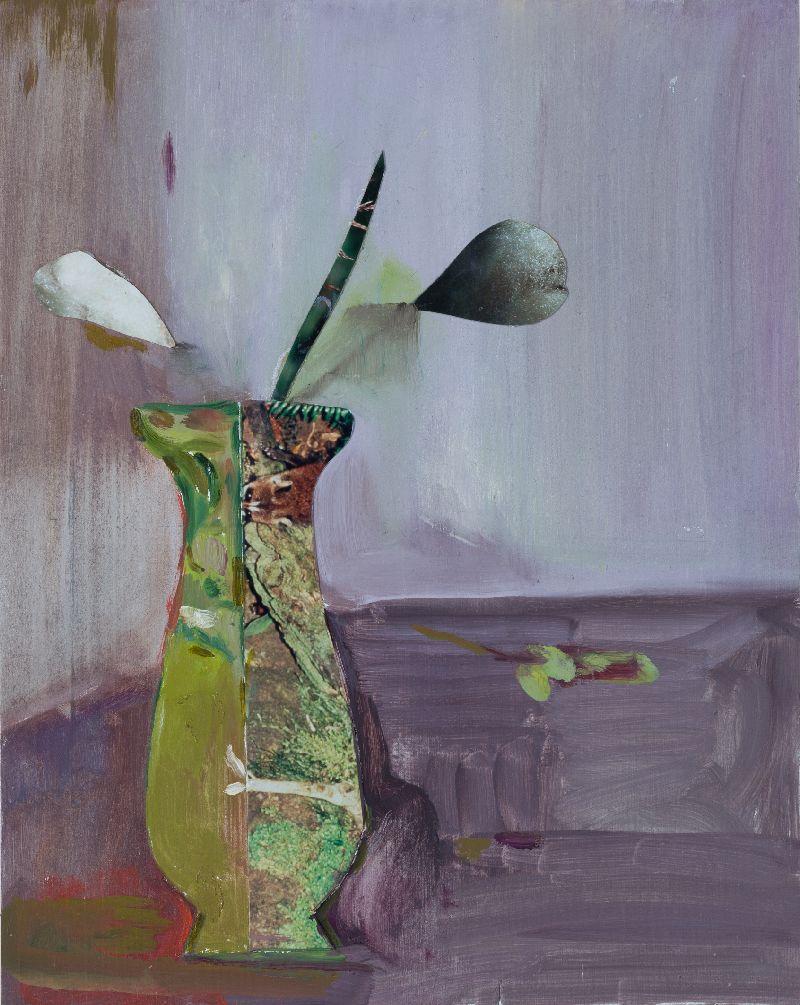 Ursula Hübner, Vase 3, 2022, collage on wood, 30 x 24 cm © Lukas Dostal