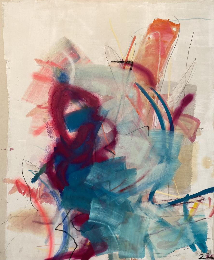Julia Avramidis, OT, 2022, Öl, Pastellkreide, Acryl auf Leinwand, 120 x 100 cm © L.art Galerie