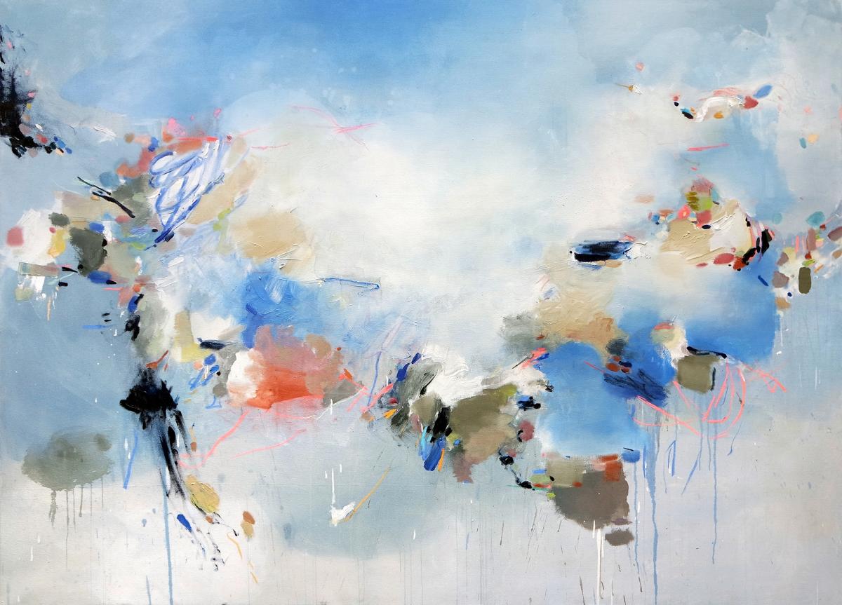 Käthe Schönle_A place beyond the now (awe 50)_2025_Öl, Acryl, Pastell auf Leinwand_250 x 180 cm