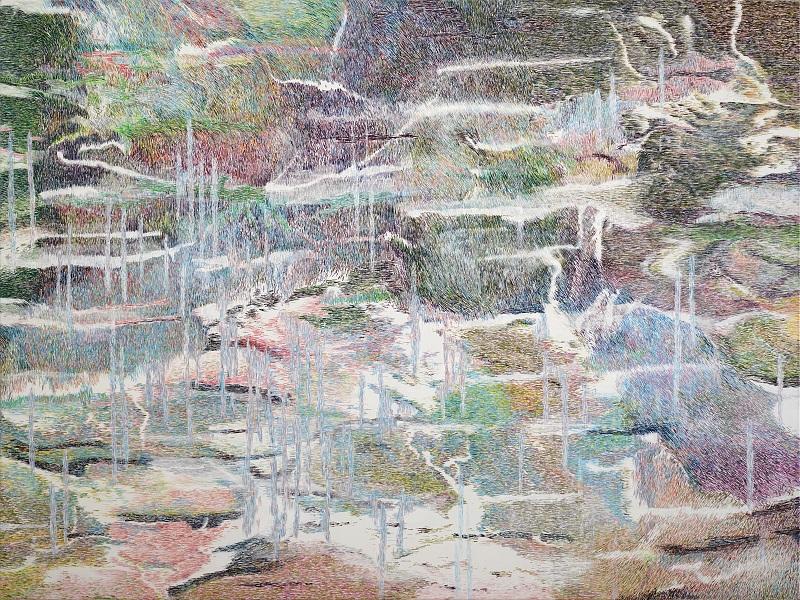 Linda Berger, For All We Know, 2024, Tusche auf Leinwand, 160 x 120 cm © Linda Berger