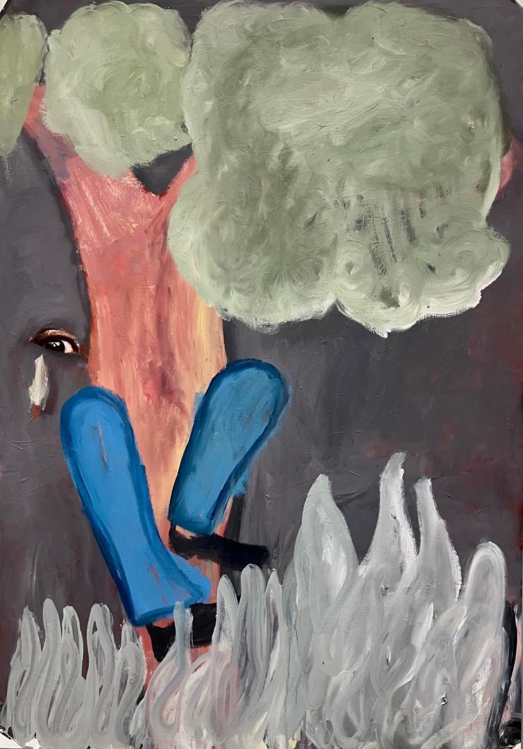 Michele Bubacco, A Forest, 2025, Öl auf Poster, 100 x 70 cm © Annalot Donadel