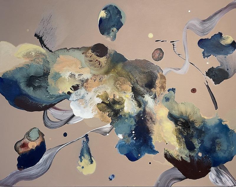 Yun Wang, Resonante Farbvariationen Nr. 16, 2023, 140 x 110 cm, Öl auf Leinwand