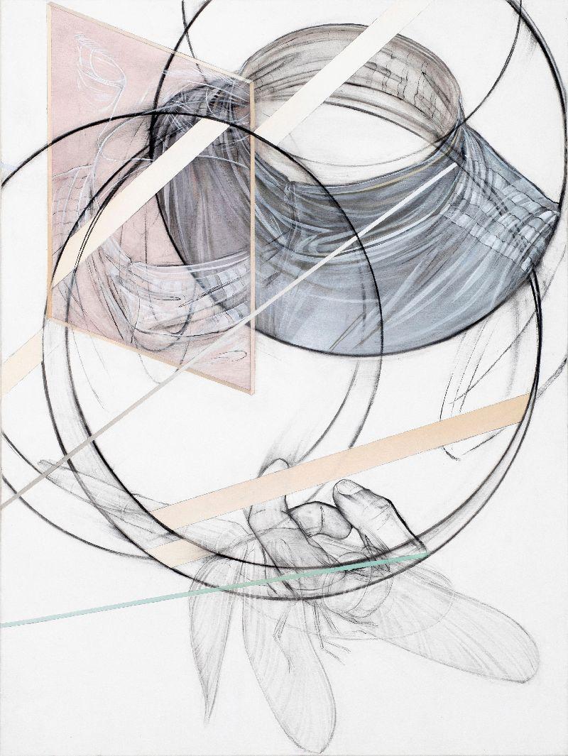 ZUGUNRUHE #6, 160 x 120 cm, 2022, Kohle, Acryl auf Leinwand © Wolfgang Thaler