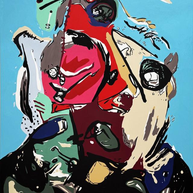 Bettina Patermo, durchgemengt, 2025, Acryl auf Leinwand, 210 x 170 cm