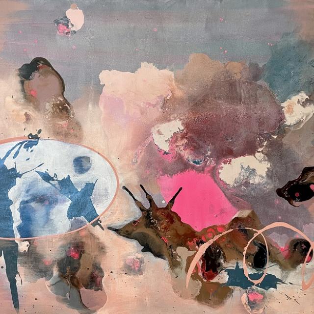 Yun Wang, Sonnensturm Nr. 2, 2024, Mixed Media auf LW, 140 x 110 cm © by the artist 